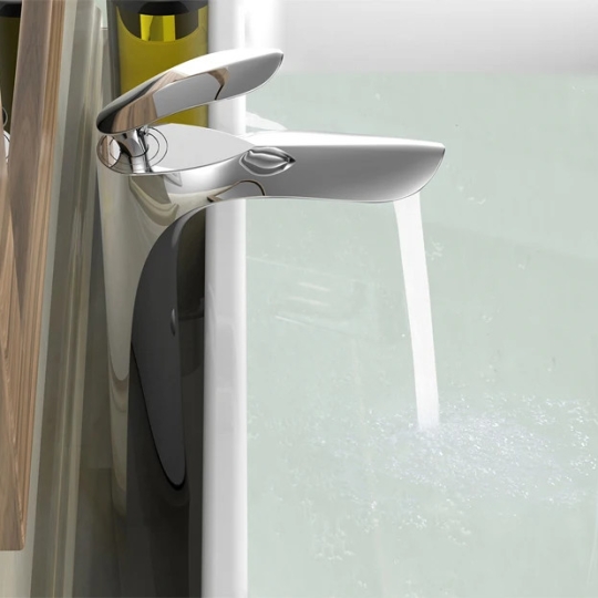 Vòi lavabo nóng lạnh đồng thau mạ crome tay chiếc lá 30cm mã số